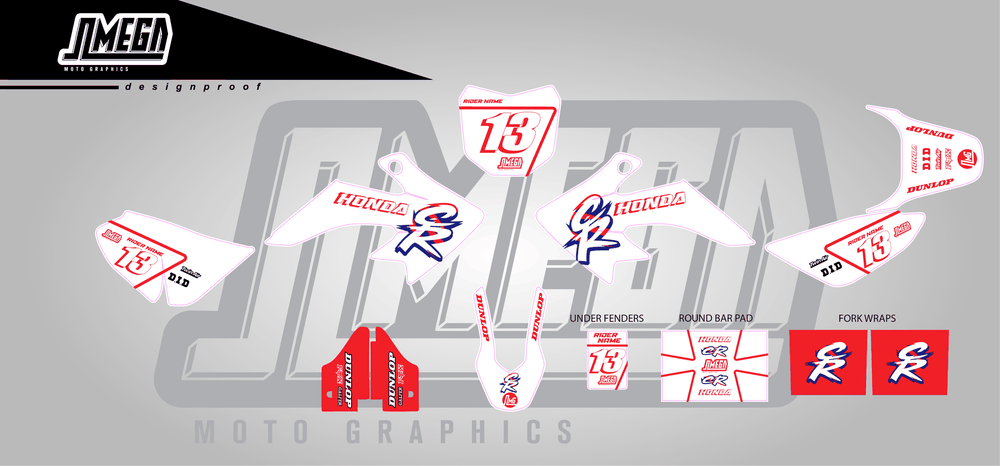 honda crf 50 white cr sticker kit flat lay