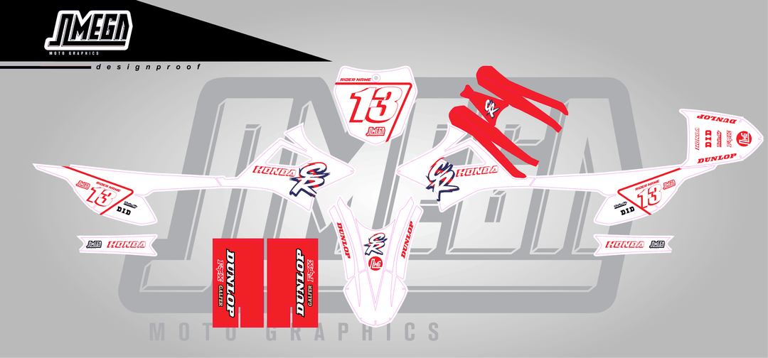 honda crf e2 white cr sticker kit flat lay