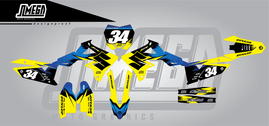 suzuki rmz 250 yellow concept sticker kit flat lay