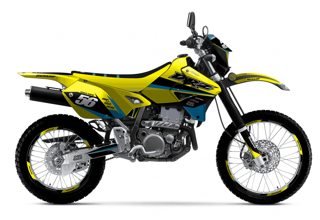 suzuki drz 400s yellow factory graphics kit