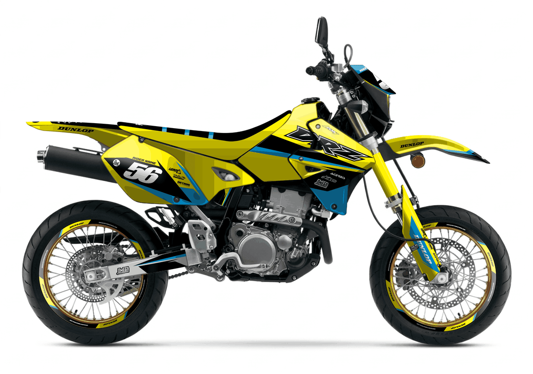 suzuki drz 400sm yellow factory graphics kit