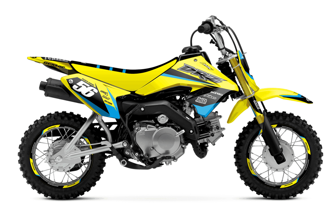 suzuki drz 70 yellow factory graphics kit