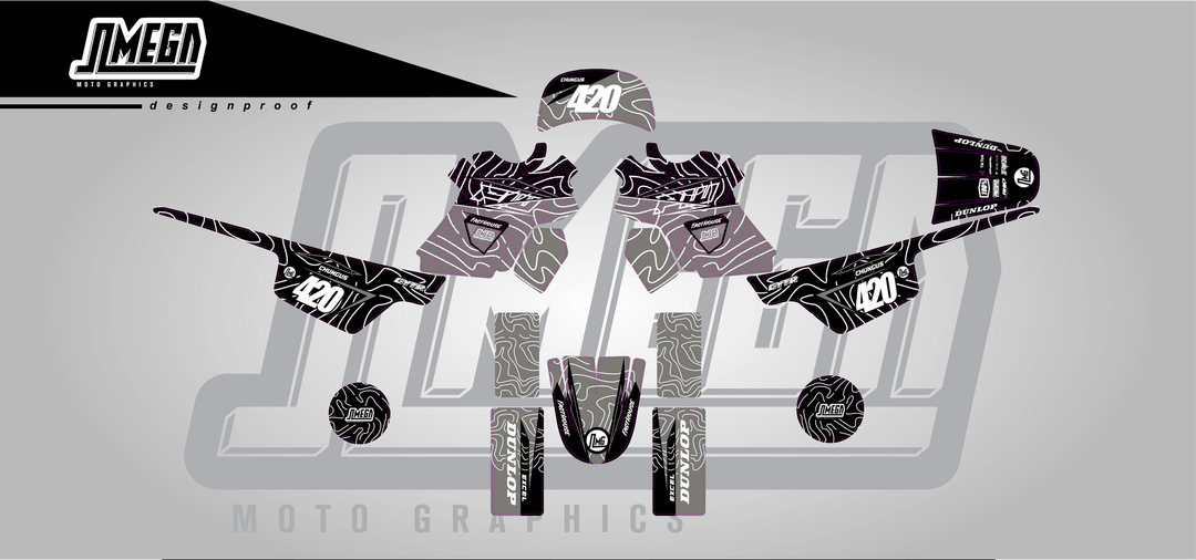 yamaha pw 50 grey chungus sticker kit flat lay