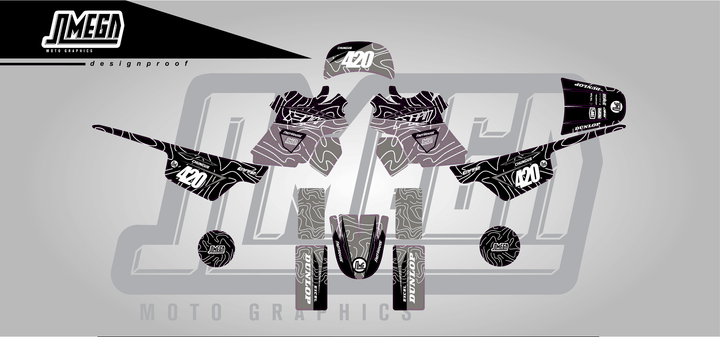 yamaha pw 50 grey chungus sticker kit flat lay