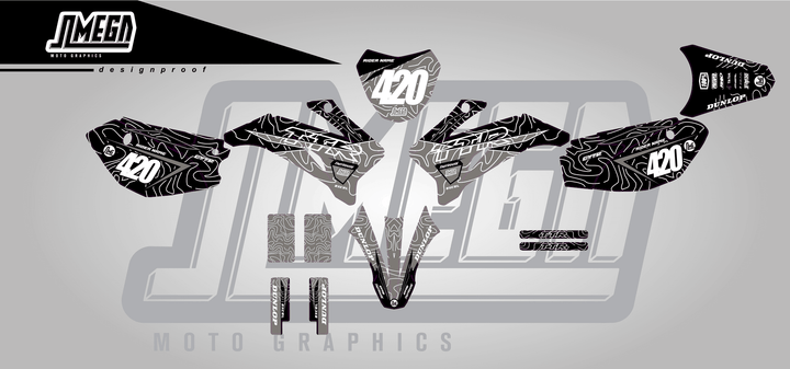 yamaha ttr 110 grey chungus sticker kit flat lay