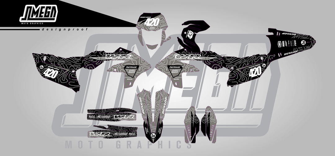 yamaha wr450f grey chungus sticker kit flat lay