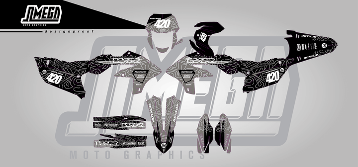 yamaha wr450f grey chungus sticker kit flat lay