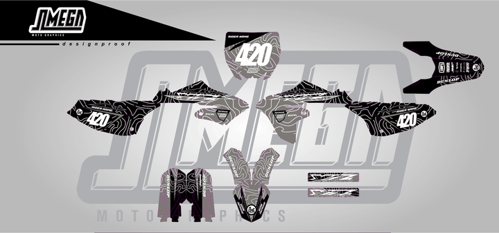 yamaha yz 65 grey chungus sticker kit flat lay