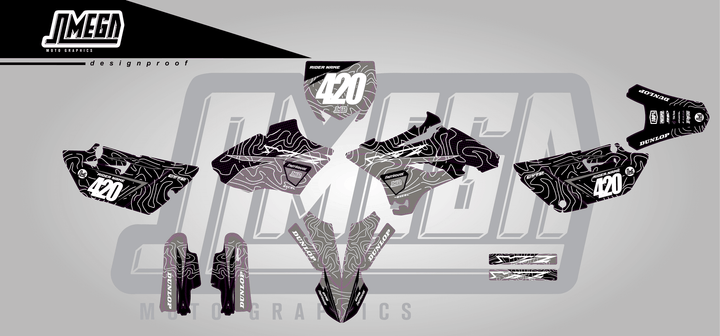 yamaha yz 85 grey chungus sticker kit flat lay