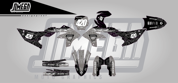 yamaha yz450f grey chungus sticker kit flat lay
