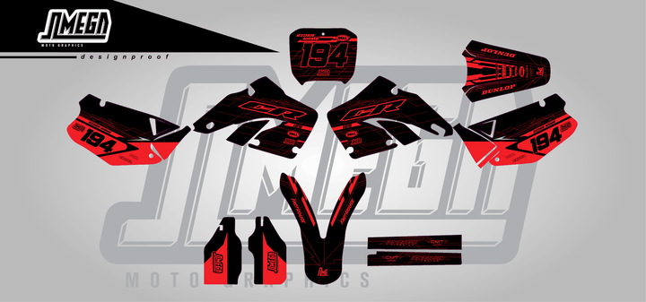 honda cr 125 black minty sticker kit flat lay