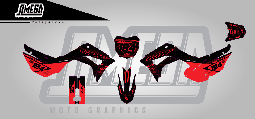 honda crf 110f black minty sticker kit flat lay