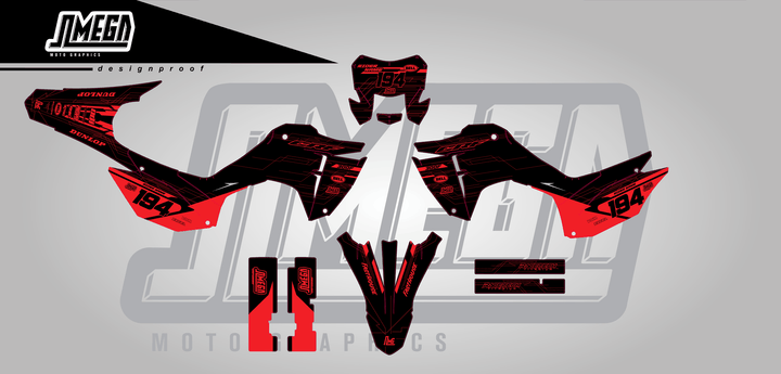 honda crf 300f black minty sticker kit flat lay
