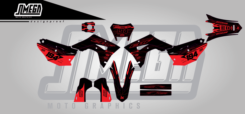 honda crf 450x black minty sticker kit flat lay