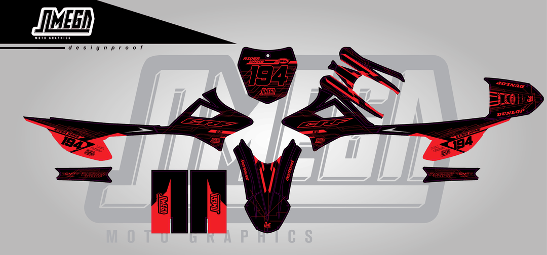 honda crf e2 black minty sticker kit flat lay