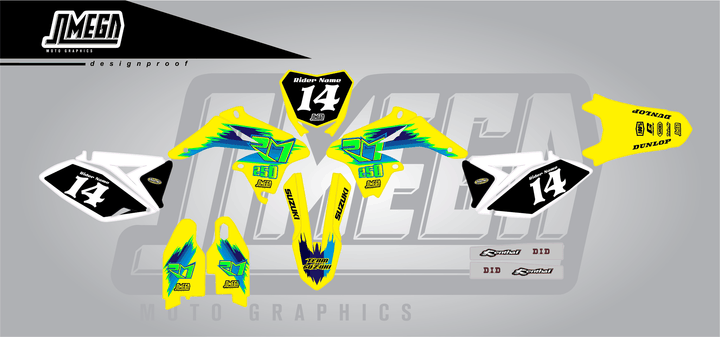 suzuki rmz 250 tecnosel remastered sticker kit flat lay