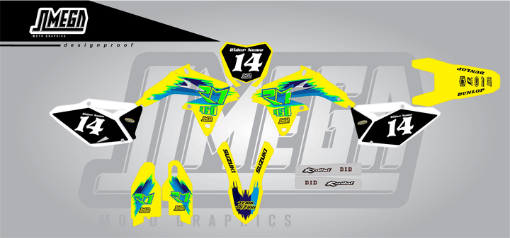 suzuki rmz 450 tecnosel remastered sticker kit flat lay