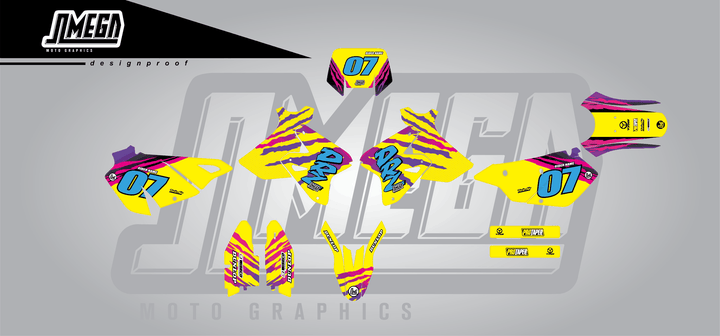 suzuki drz 400sm 1996 retro factory sticker kit flat lay