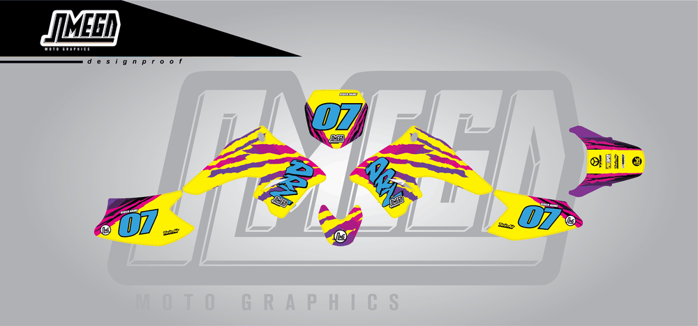 suzuki drz 70 1996 retro factory sticker kit flat lay