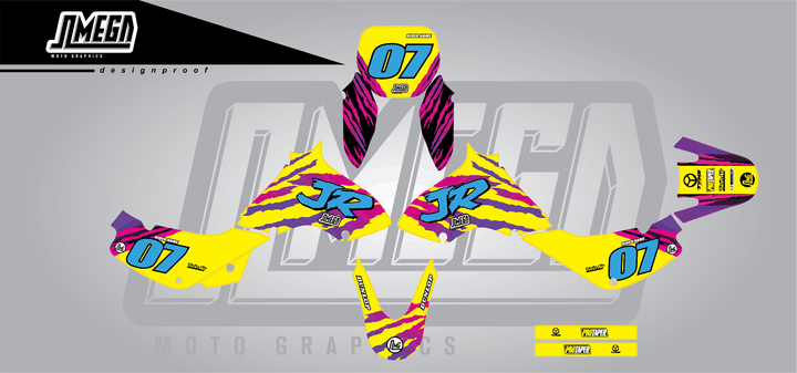 suzuki jr 80 1996 retro factory sticker kit flat lay