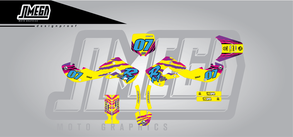 suzuki rm 65 1996 retro factory sticker kit flat lay