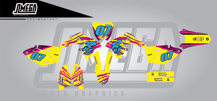 suzuki rmz 250 1996 retro factory sticker kit flat lay