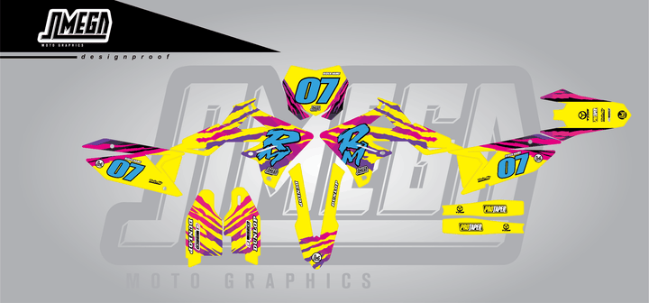 suzuki rmz 250 1996 retro factory sticker kit flat lay
