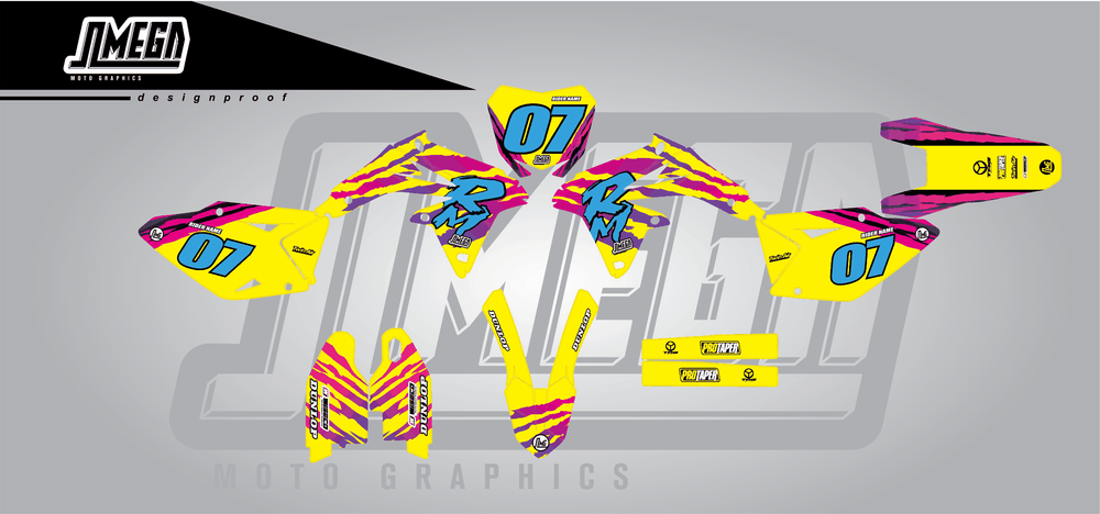 suzuki rmz 450 1996 retro factory sticker kit flat lay