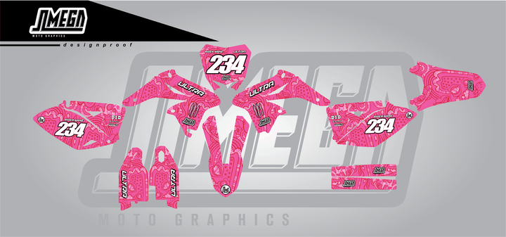 suzuki rmz 250 pink monster sticker kit flat lay