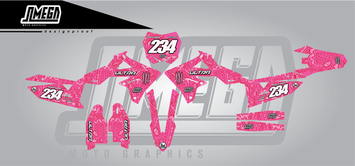 suzuki rmz 250 pink monster sticker kit flat lay