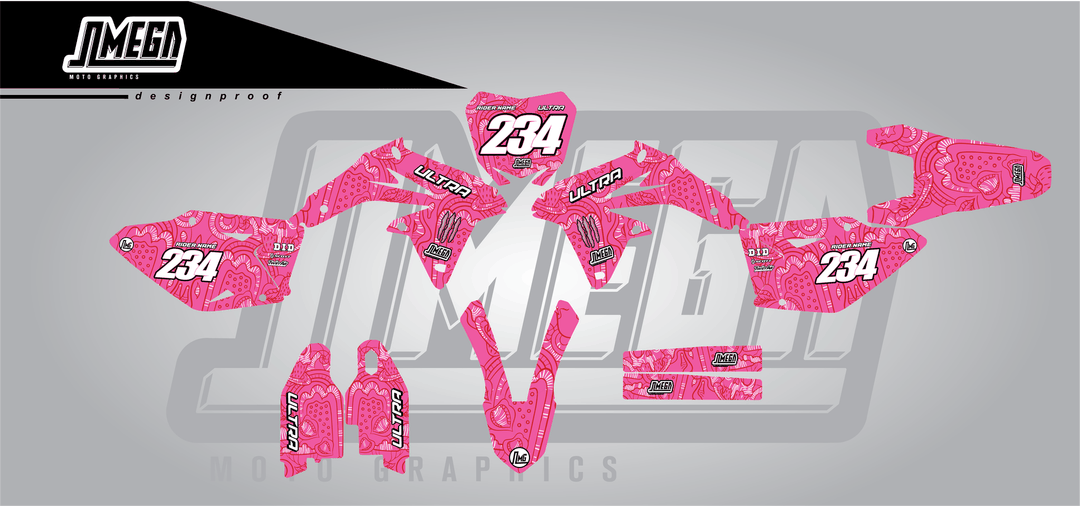 suzuki rmz 450 pink monster sticker kit flat lay