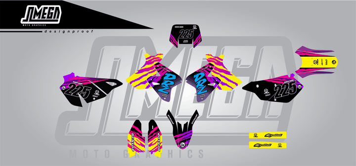 suzuki drz 400sm retro 90's factory sticker kit flat lay