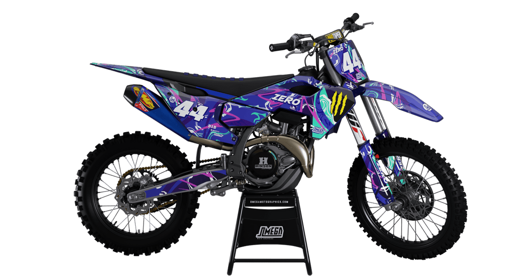 Motorcycle Monster Graphics Purple Zero Monster Graphics kit | Dirt Bike Stickers – Omega Moto Graphics