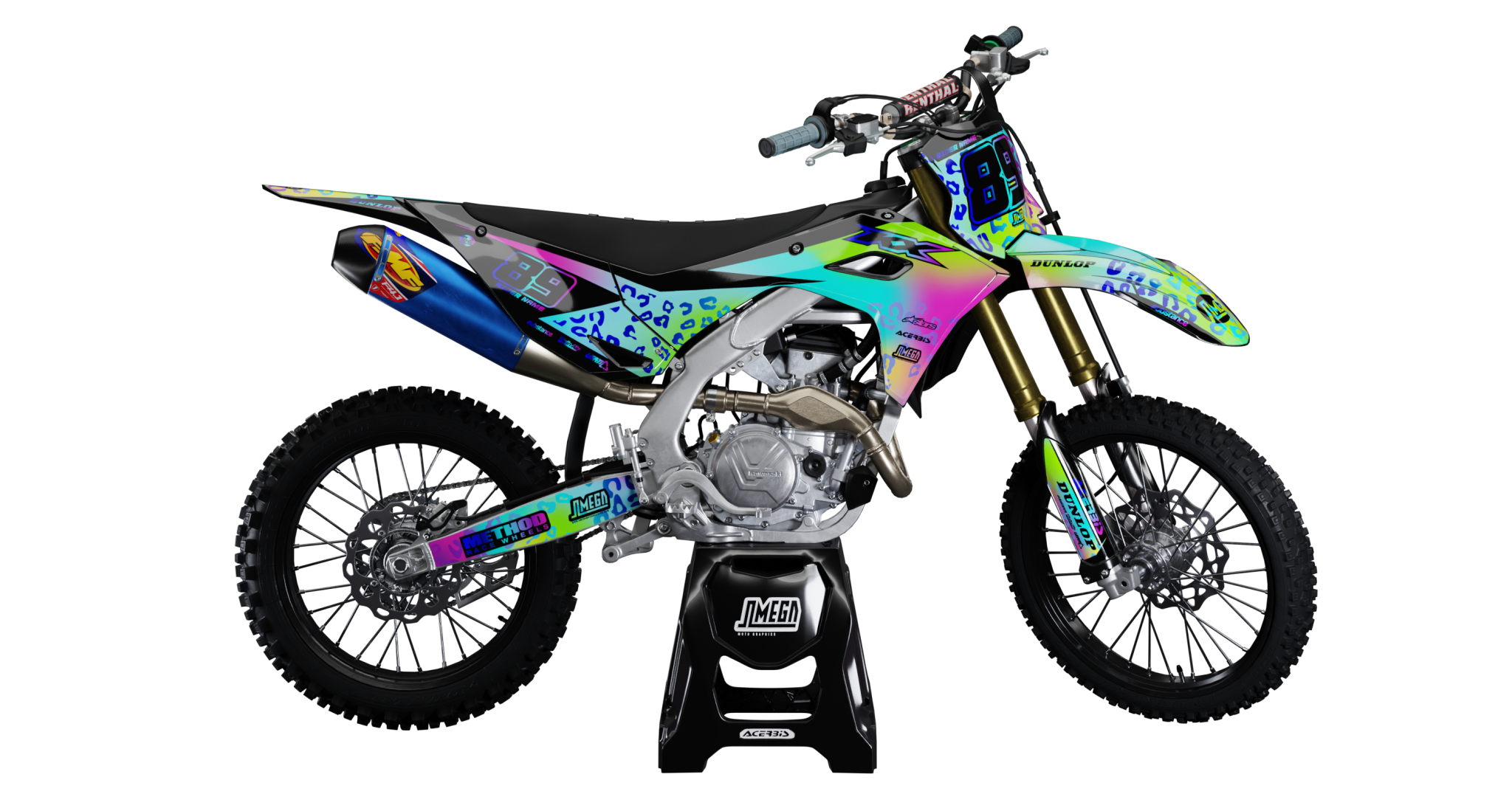 Rainbow Leopard Graphics Kit | Dirt Bike Decals – Omega Moto Graphics