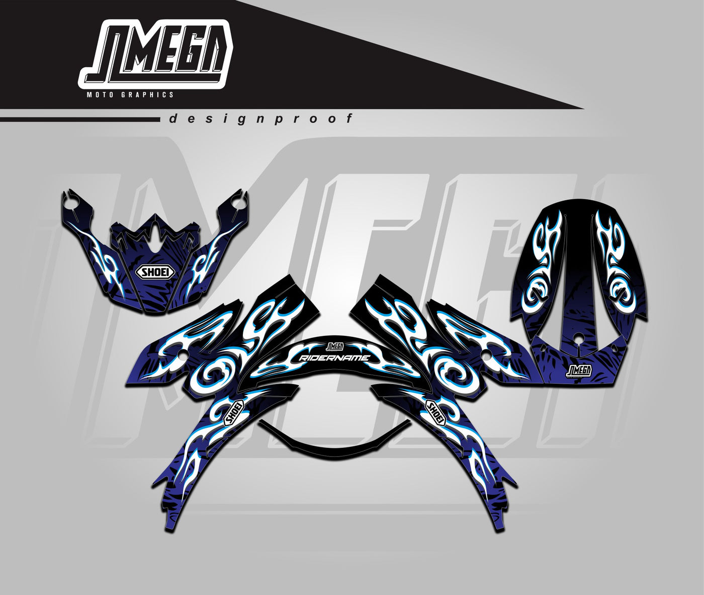 Blue Inabel Graphics Blue Tribal Helmet Graphics – Omega Moto Graphics