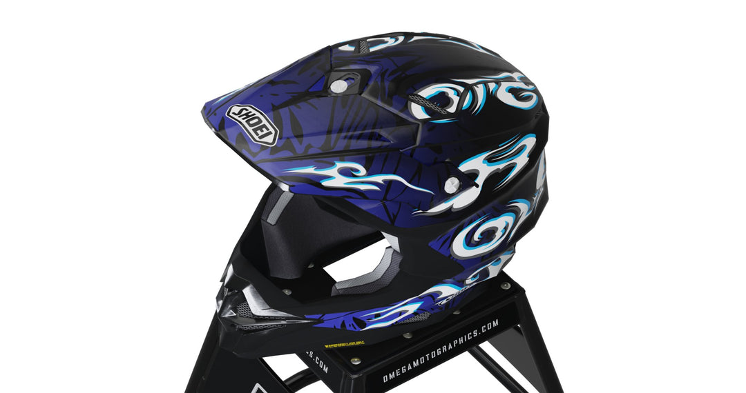 custom graphics for motorcycle helmets Blue Tribal Helmet Graphics