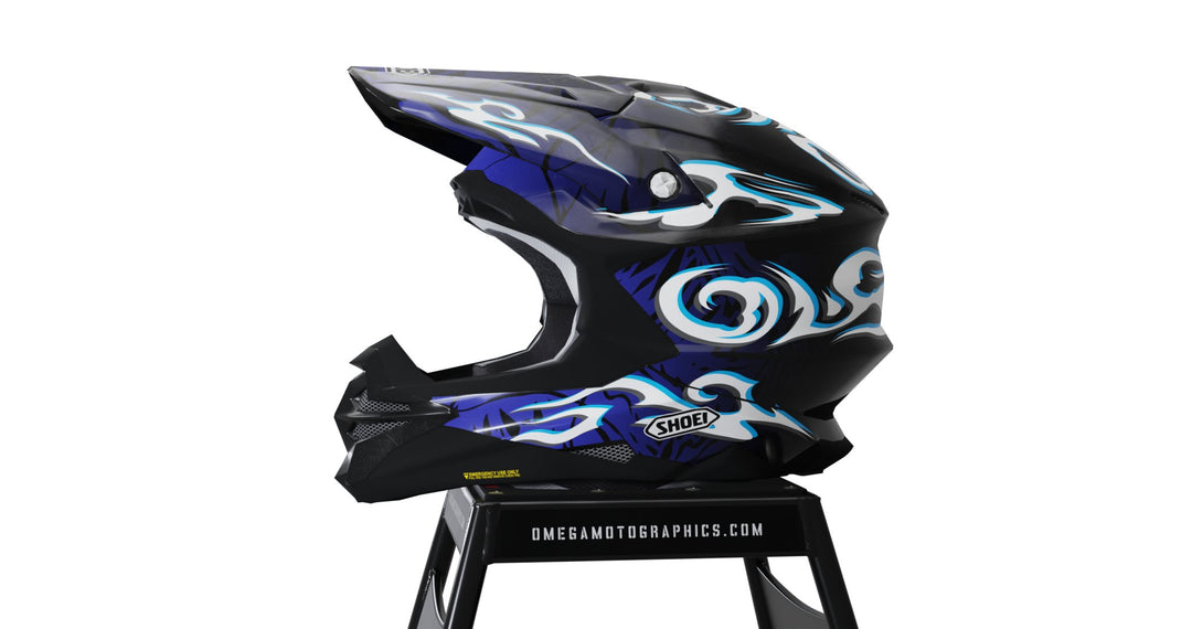 custom motorcycle helmet graphics templates Blue Tribal Helmet Graphics