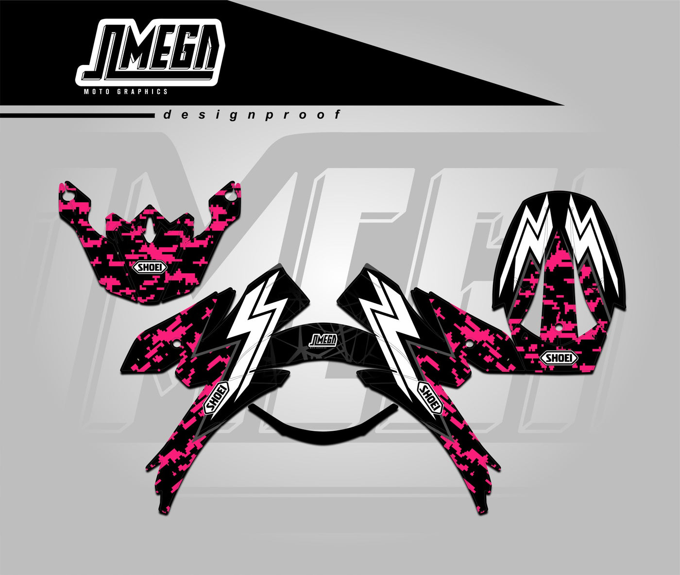 Pink Pixel Helmet Graphics