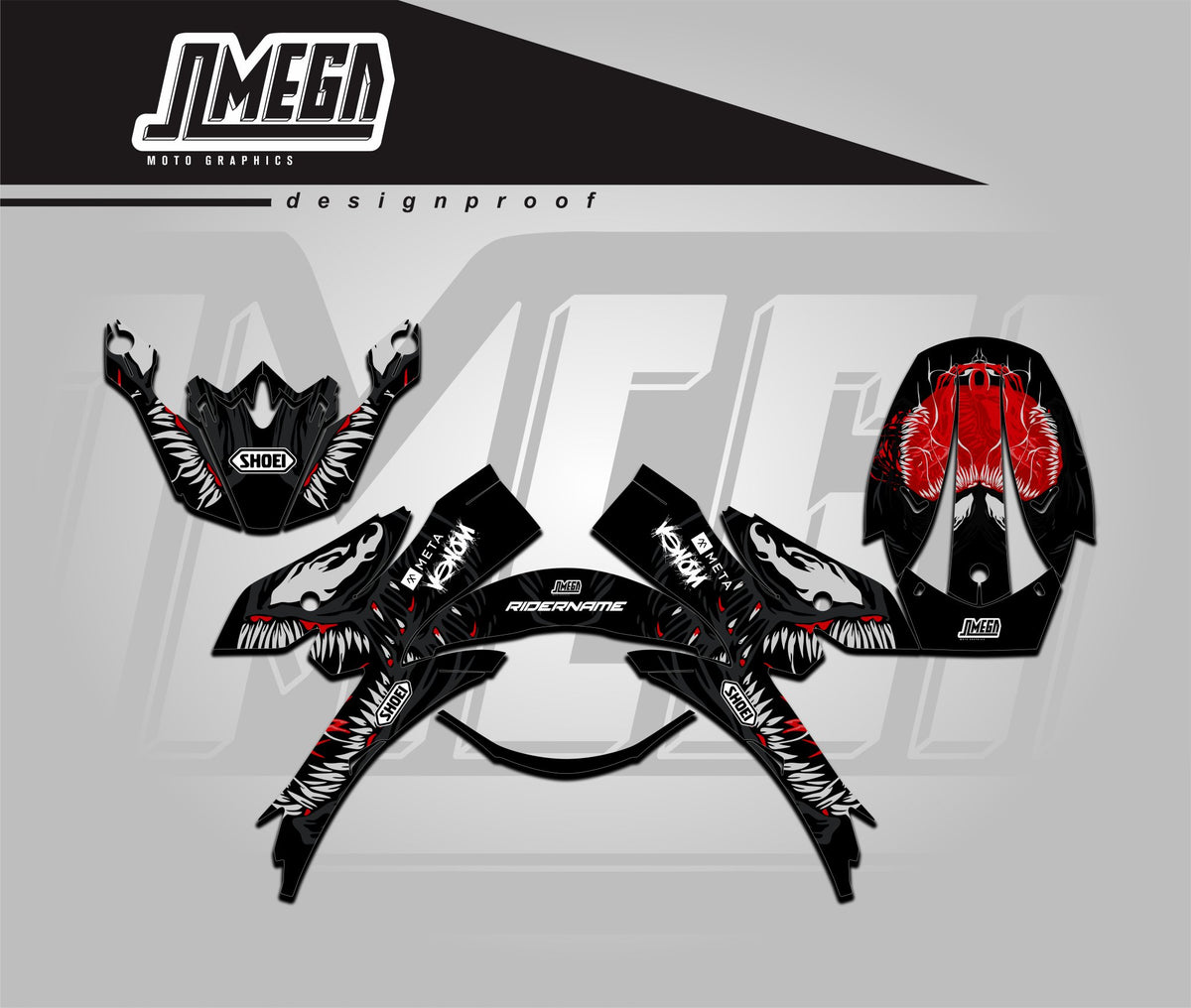 Venom Helmet Graphics | Custom Helmet Decals – Omega Moto Graphics
