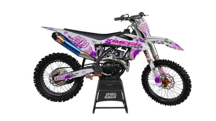 Wild Rose dirt bike graphics kit on a KTM