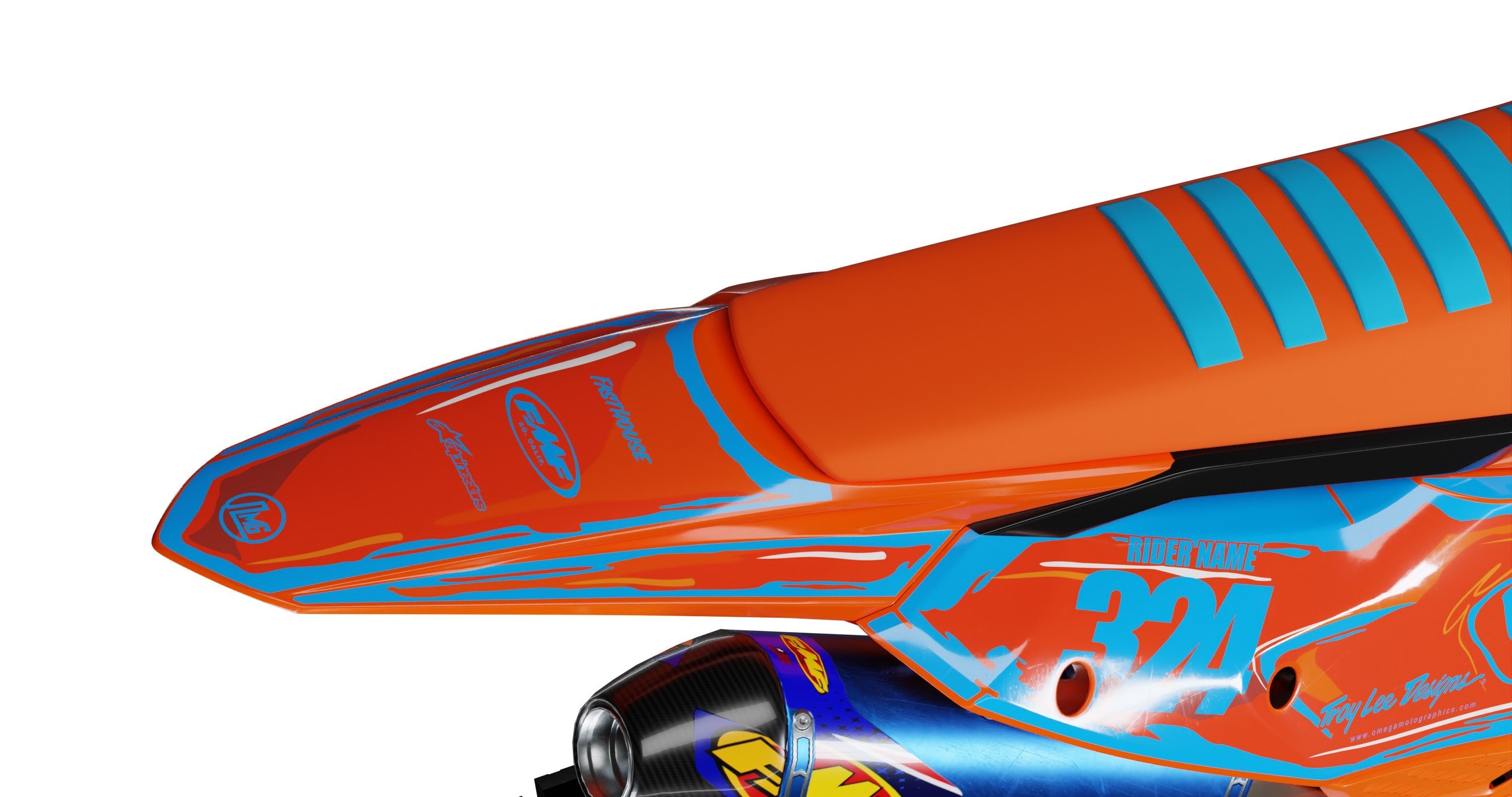 Blue and Orange Manga Graphics Kit | Dirt Bike Stickers – Omega