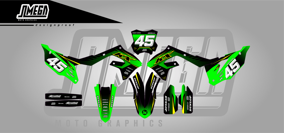 kawasaki kx kxf green and yellow graphics kit