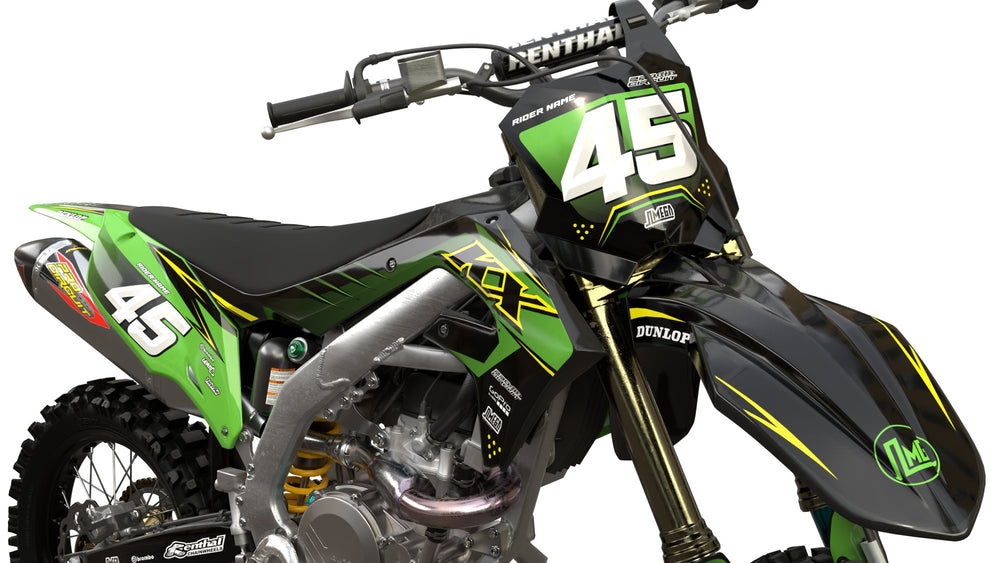 kawasaki kx kxf green and yellow graphics kit