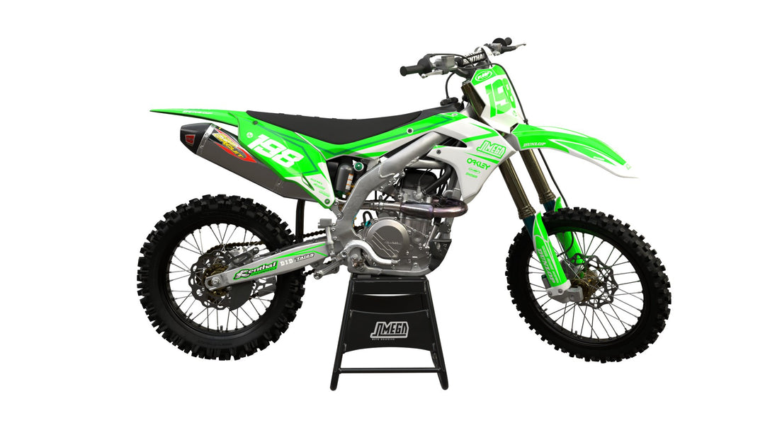 kawasaki kx125 kx250 kxf250 ksf450 true green graphics kit