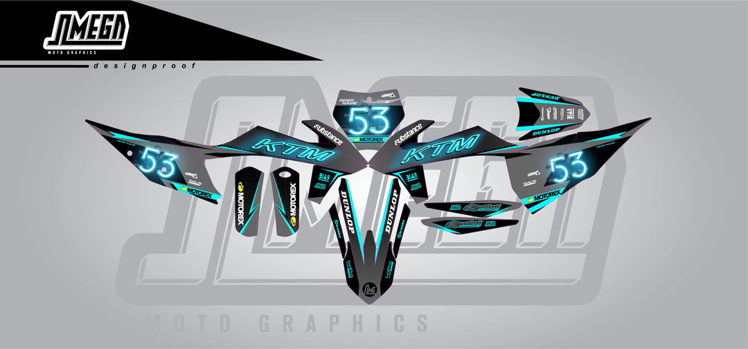 ktm blue neon graphics kit