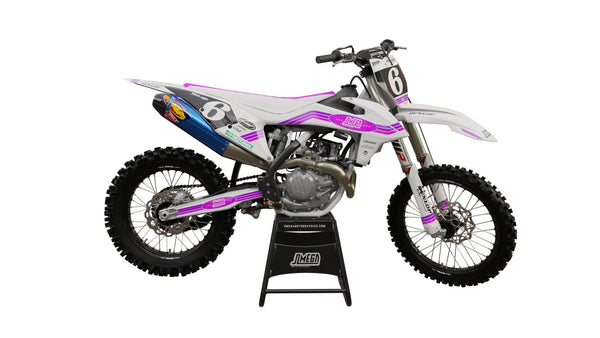 White and Pink Retro Graphics Kit | MX Graphics – Omega Moto Graphics