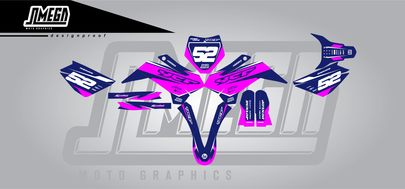 YCF Pink and Blue Factory Graphics Kit