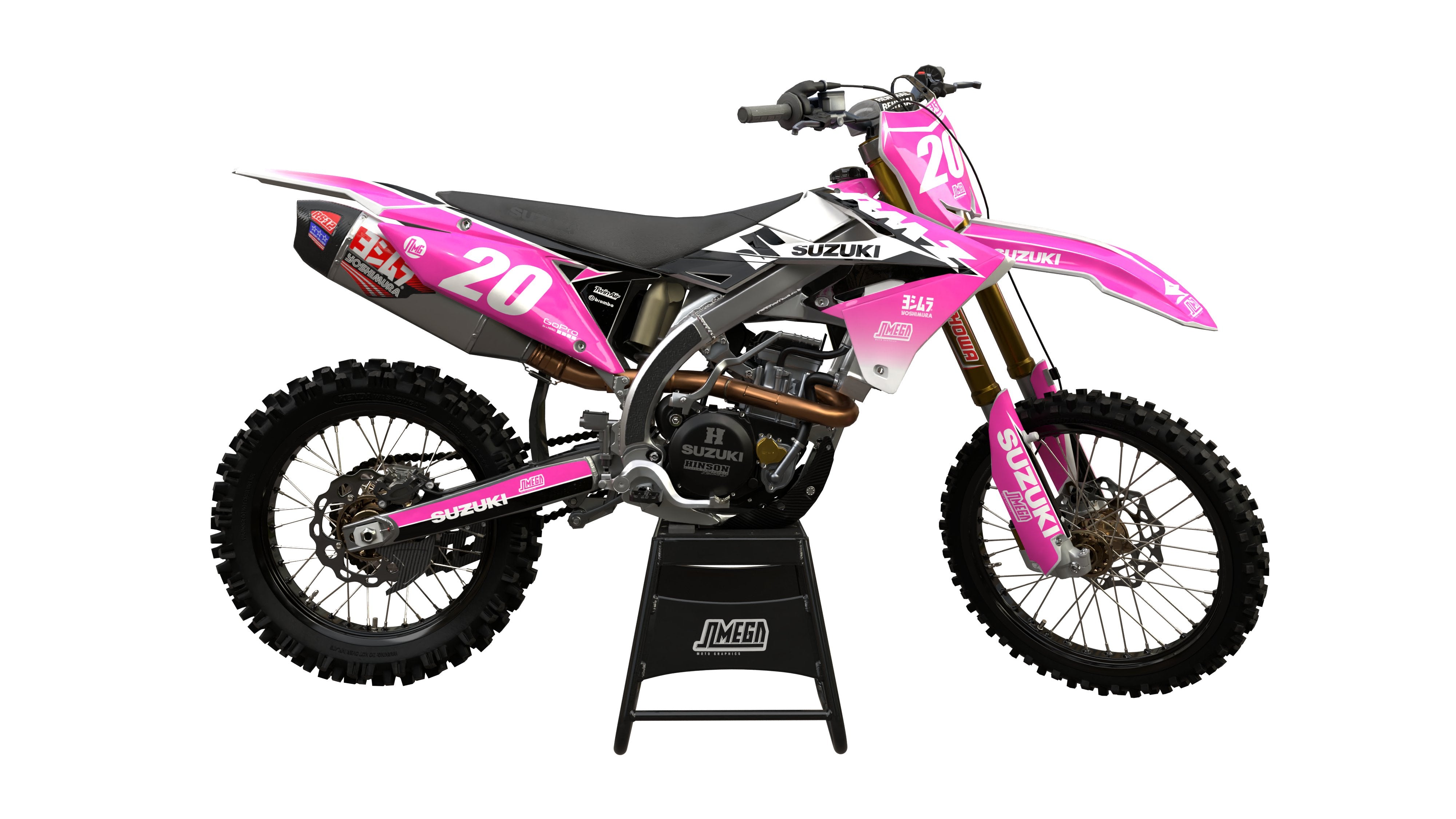 Suzuki Pink Factory Graphics Kit | Dirt Bike Stickers – Omega Moto Graphics