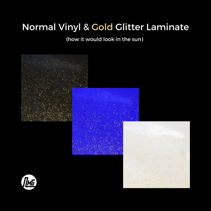 White media with gold laminate