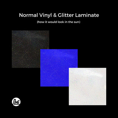 White vinyl with glitter laminate